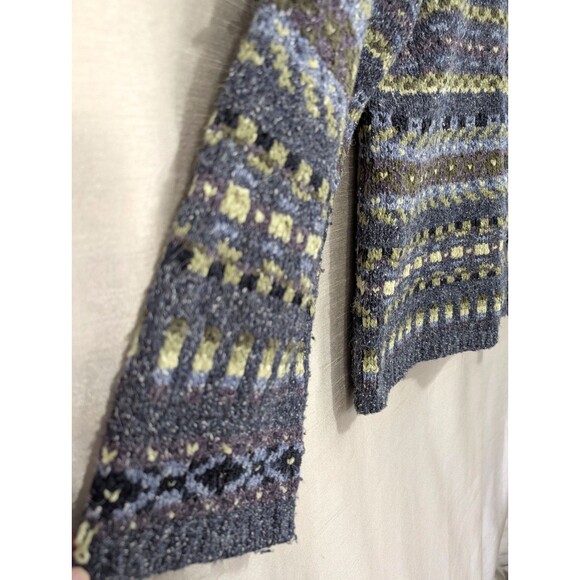 Croft & Barrows Women's Cardigan Blue Multicolor Fair Isle Sweater Size 1XL Boho - Picture 8 of 16